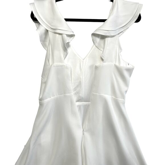 Lulus Divine Darling Ruffle Skater Dress NWT Women's Sz S White Wedding Mini - Picture 6 of 8